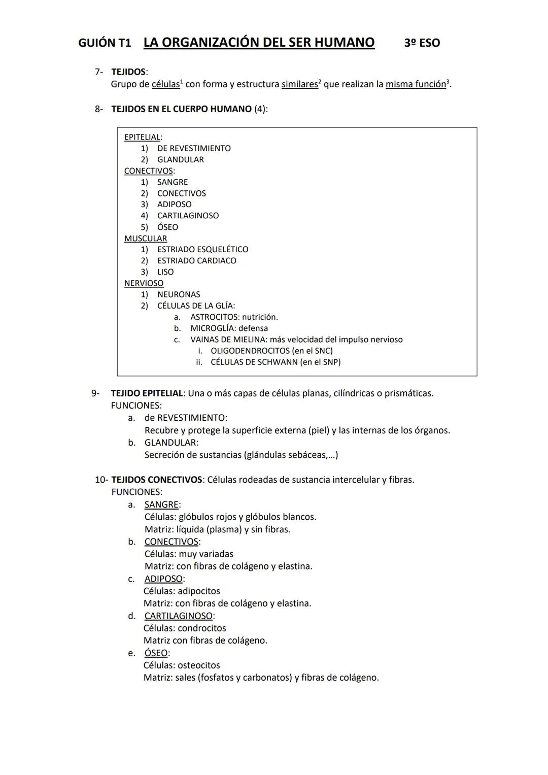 GUIÓN T1 LA ORGANIZACIÓN DEL SER HUMANO
1- Niveles de organización:
a.
b. Bióticos
2- Tipos de células:
a. Procariotas
b. Eucariotas:
Abióti