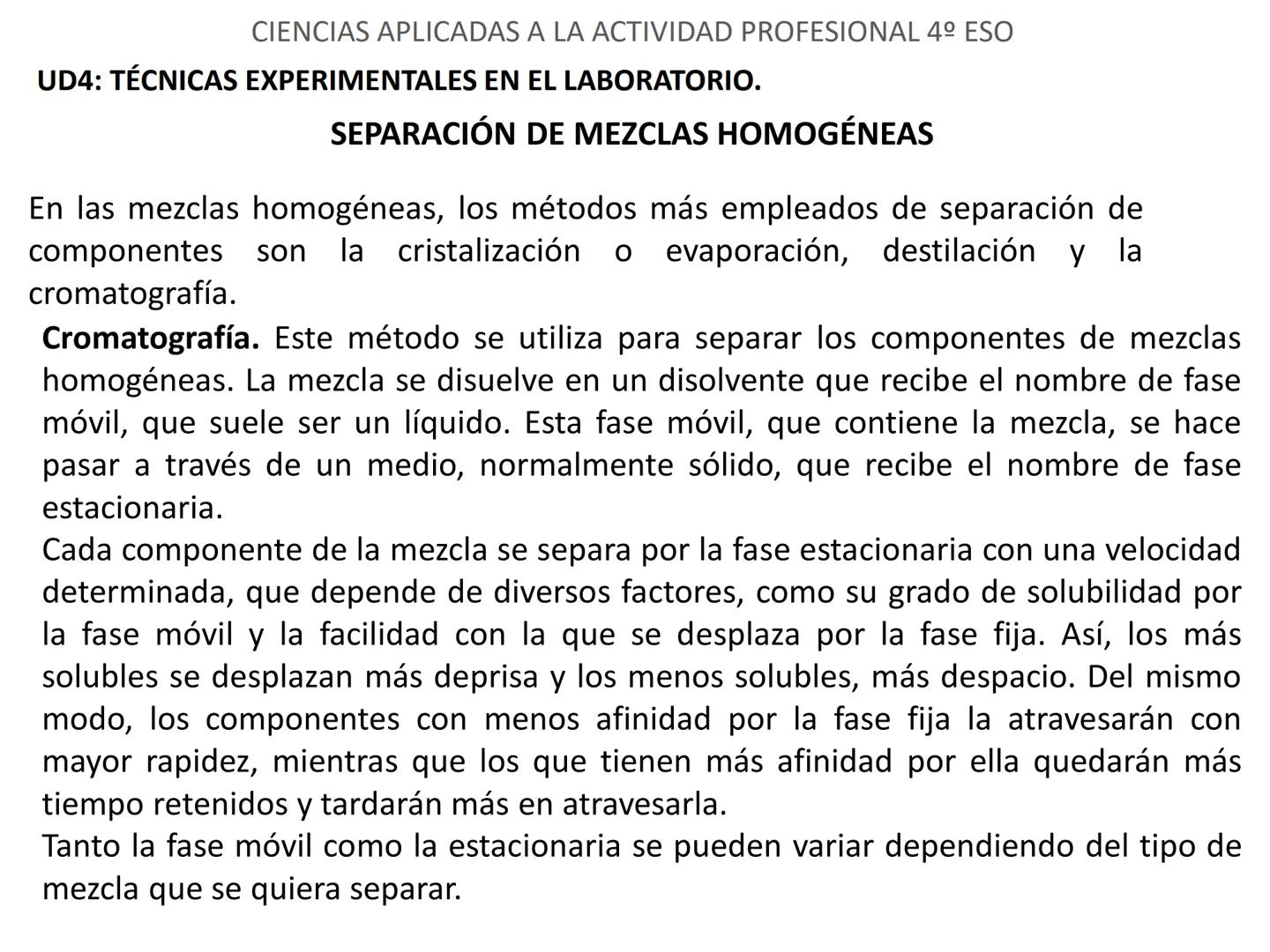 CIENCIAS APLICADAS A LA ACTIVIDAD PROFESIONAL 4º ESO

UD4: TÉCNICAS EXPERIMENTALES EN EL LABORATORIO. # CIENCIAS APLICADAS A LA ACTIVIDAD PR