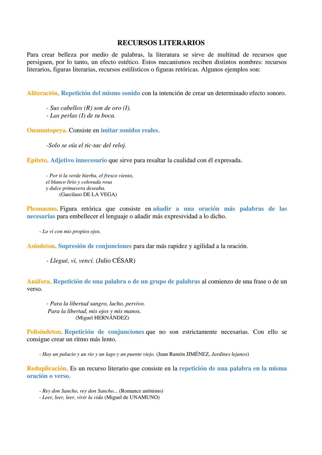 RECURSOS LITERARIOS
Para crear belleza por medio de palabras, la literatura se sirve de multitud de recursos que
persiguen, por lo tanto, un