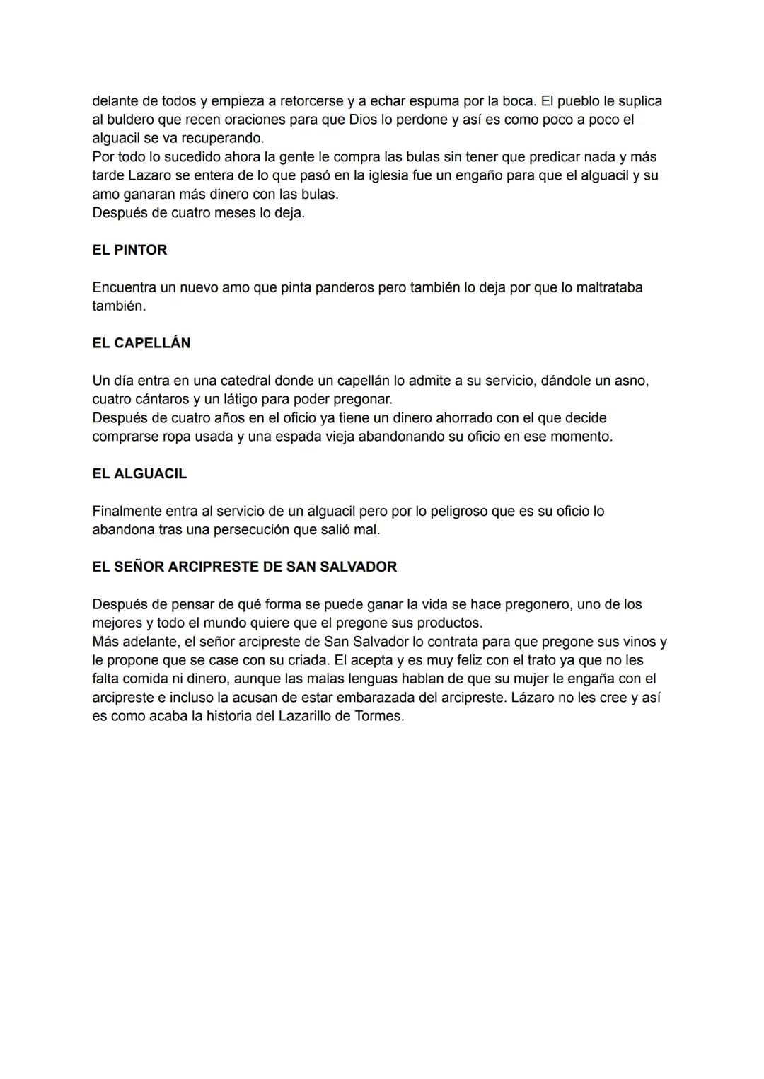 PRÓLOGO
Lázaro nace en el río Tormes. Su padre muere y su madre empieza a salir con un hombre
negro llamado Zaide. Tienen un hijo que será e