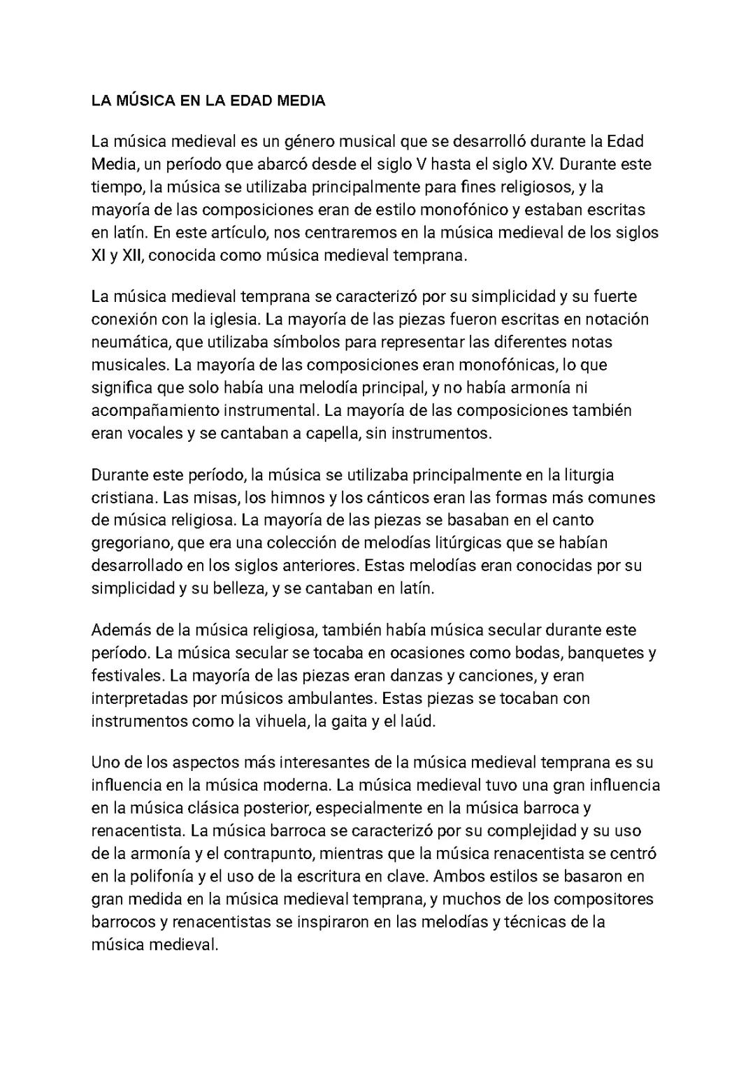 La música durante la Edad Media: características y evolución