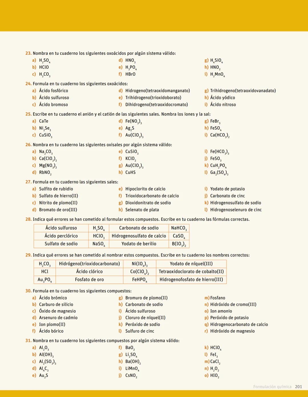 192
FORMULACIÓN QUÍMICA
1 Conceptos previos de formulación y nomenclatura
LAS NORMAS IUPAC 2005
En este anexo se han utilizado la no-
mencla