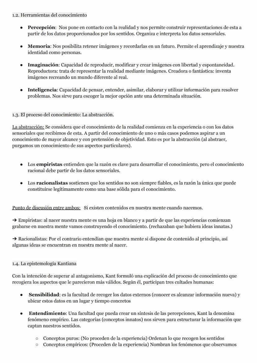 2. EL PROBLEMA FILOSÓFICO DEL CONOCIMIENTO
1. Teoría del conocimiento
La epistemología: Rama de la filosofía que trata las cuestiones sobre 