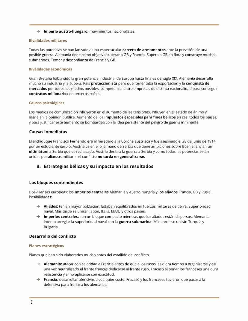 MANUELA DOMERCQ RAMOS
LA PRIMERA GUERRA MUNDIAL
UNIDAD 1: Causas y consecuencias de las guerras s.XX
A. Causas de la primera guerra mundial
