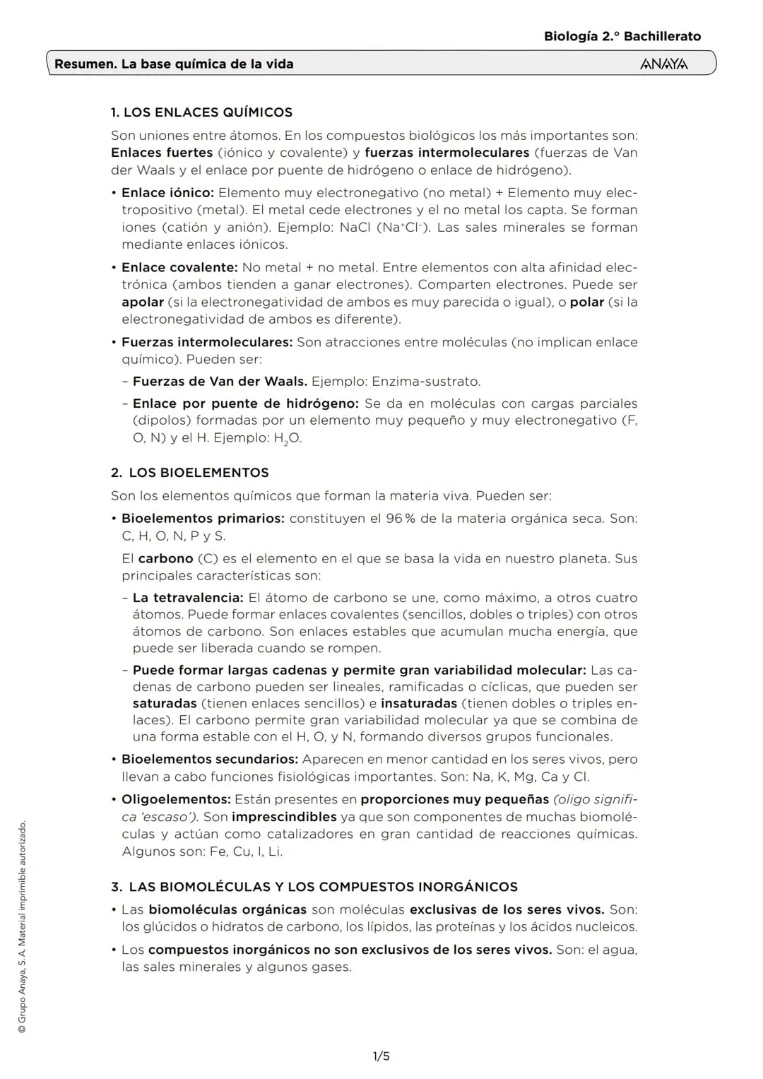 bioelementos agua  y sales minerales 