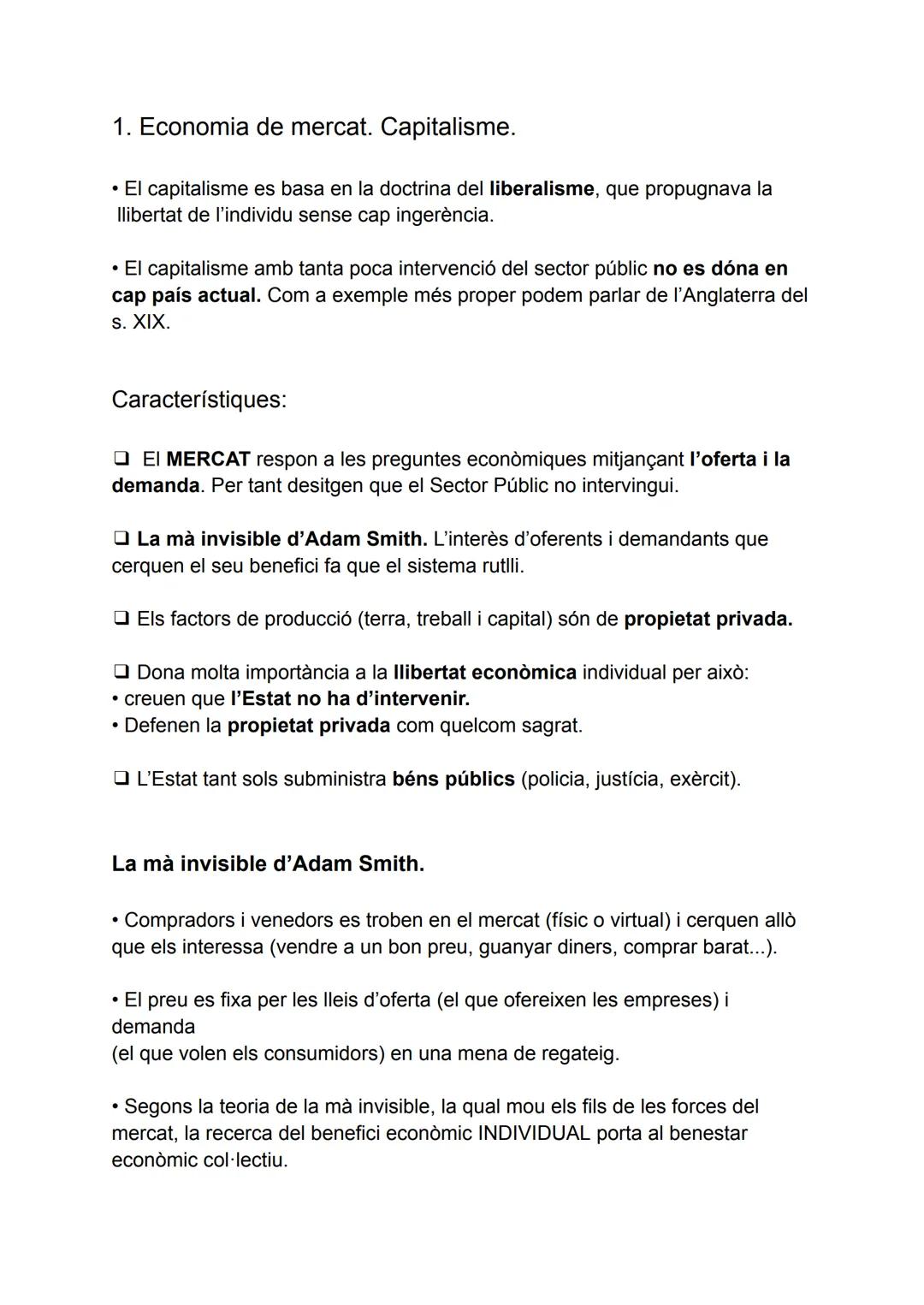 ELS SISTEMES ECONÒMICS
PREGUNTES
QUI produeix?
CAPITALISME
Les empreses.
L'Estat es limita a
posar les regles del
joc i garantir-ne
el seu
f