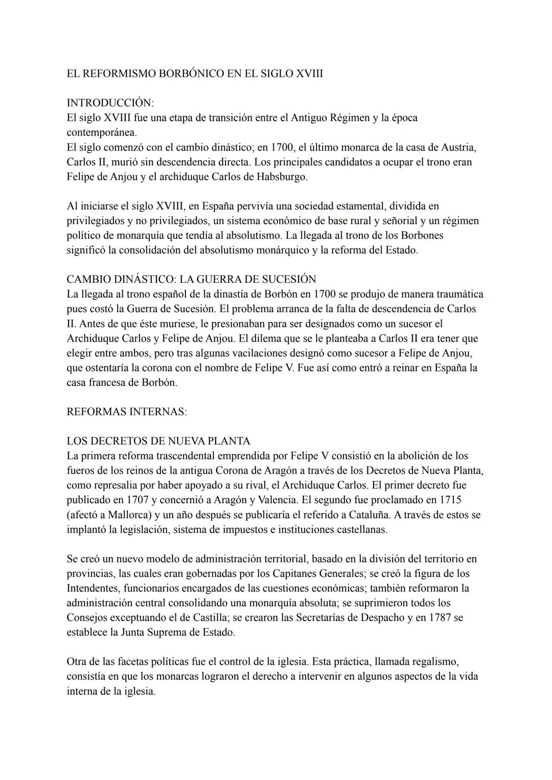 EL REFORMISMO BORBÓNICO EN EL SIGLO XVIII
INTRODUCCIÓN:
El siglo XVIII fue una etapa de transición entre el Antiguo Régimen y la época
conte
