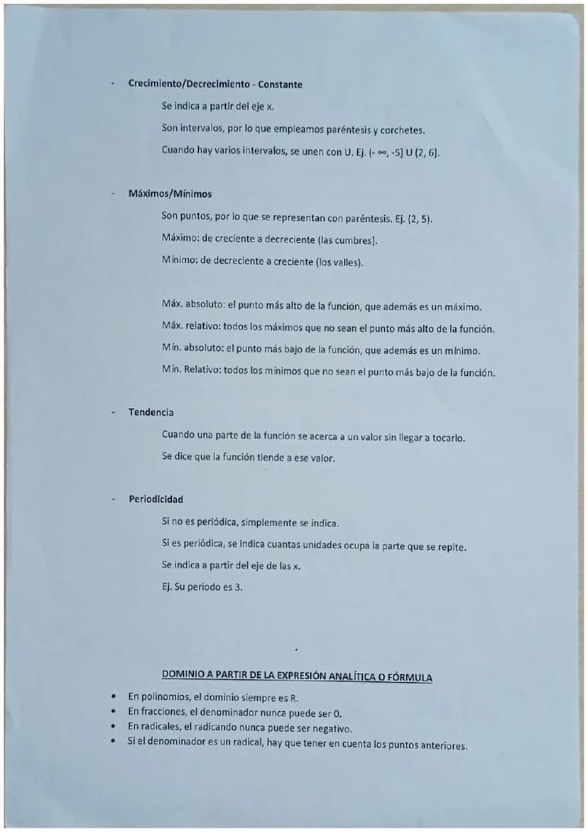independiente: x
dependiente: y
Dominio (Dom f), eje de las x
CARACTERÍSTICAS DE LAS FUNCIONES
Lo lejos que llega la función.
Es un interval