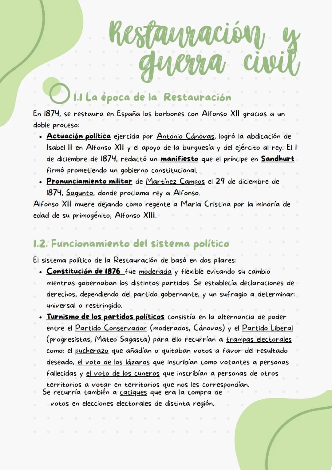 España. Restauración y Guerra Civil