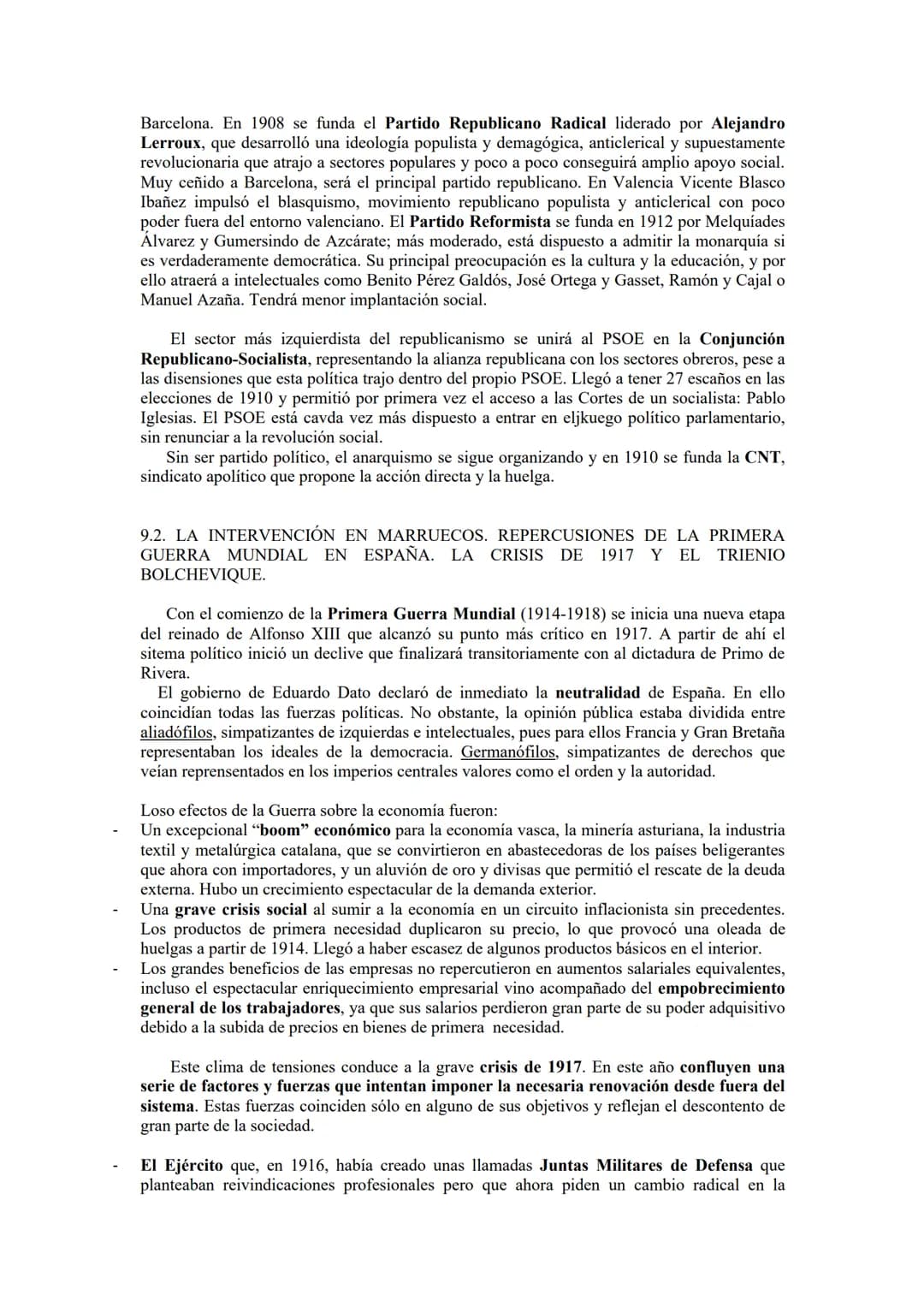 BLOQUE 9. LA CRISIS DEL SISTEMA DE LA RESTAURACIÓN Y LA CAÍDA DE
LA MONARQUÍA (1902-1931).
9.1. ALFONSO XIII Y LA CRISIS DEL SISTEMA POLÍTIC