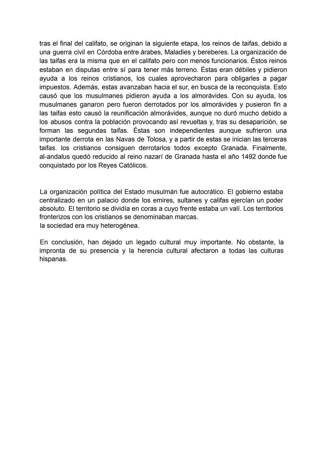 AL ANDALUS
En el 711 d.C se inició la invasión de la península ibérica. Los musulmames se
apoderaron fácilmente del territorio, lo denominar