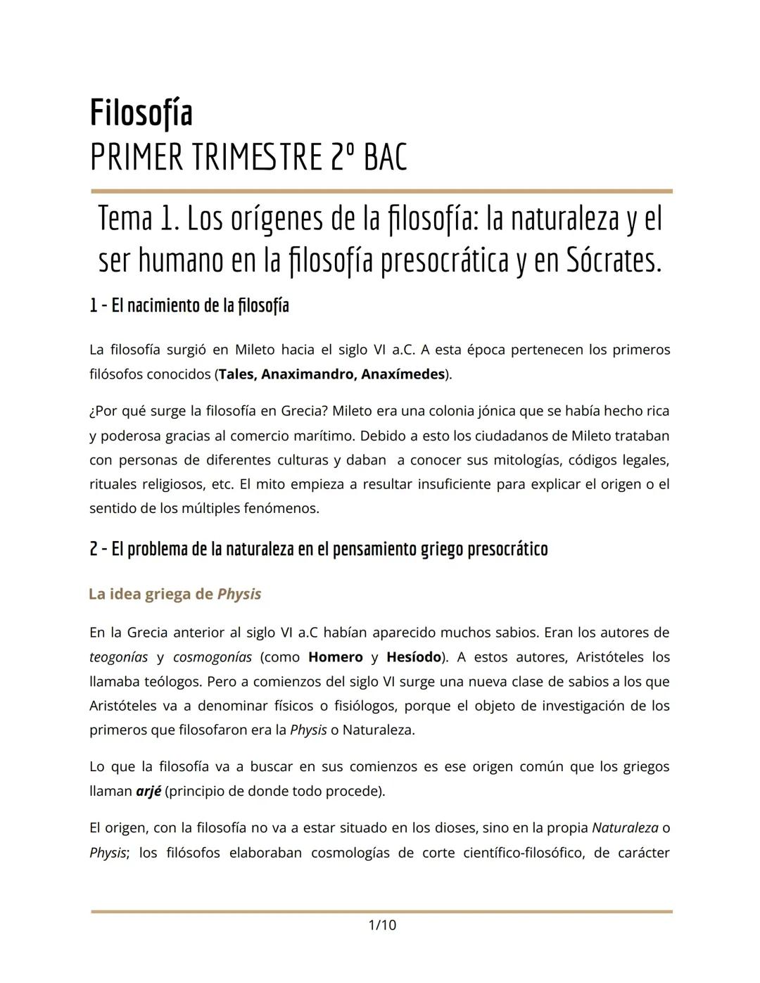 Los orígines de la Filosofía.