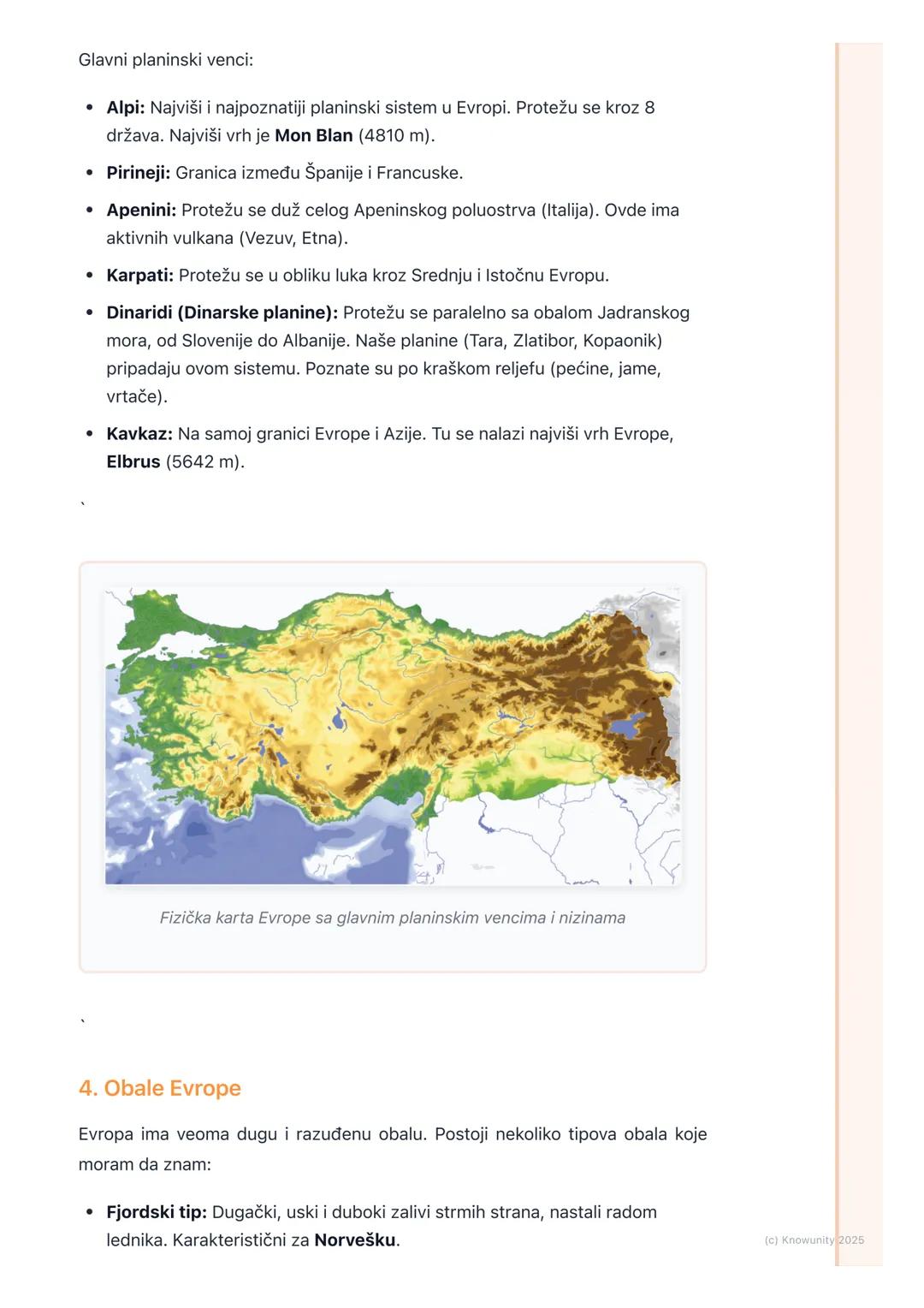 # Reljef Evrope

Uvod u reljef Evrope

Reljef predstavlja sve ravnine i neravnine na Zemljinoj površini. Reljef Evrope je
veoma raznolik, št