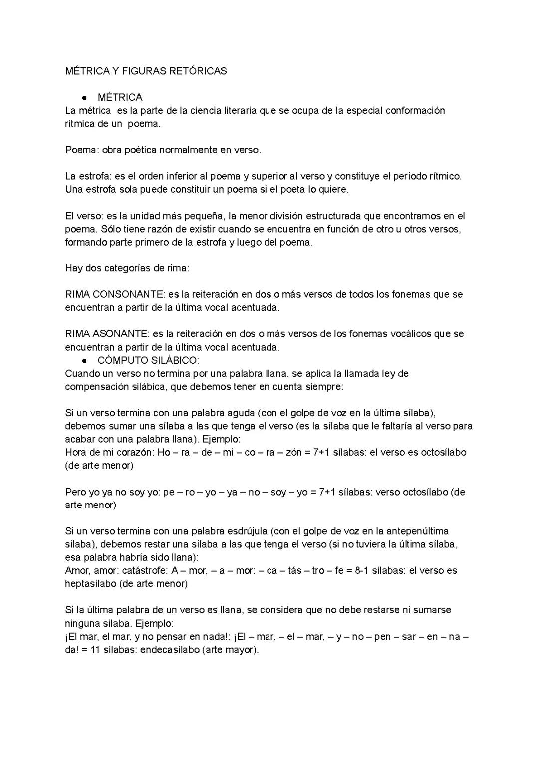 La lírica: la métrica y la rima. Figuras literarias. 