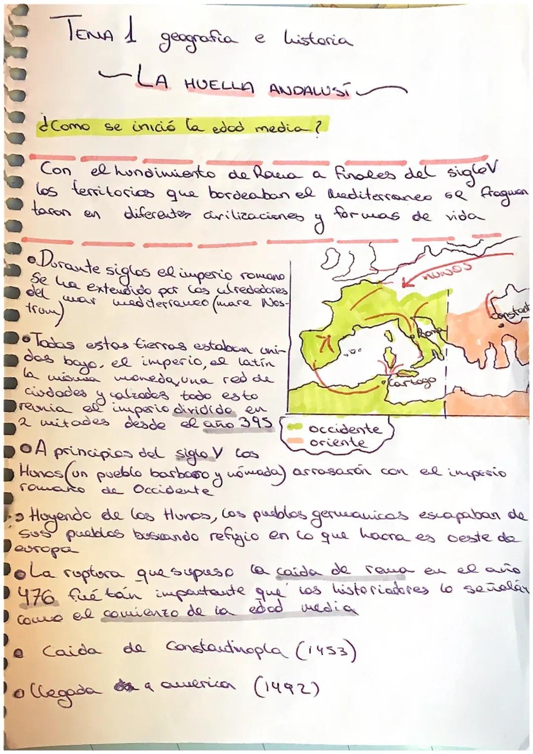 # TEMA 1 geografia e historia

-LA HUELLA ANDALUSI

¿Como se inició la edad media?

Con el hundimiento de Rara a finales del siglov
los ferr