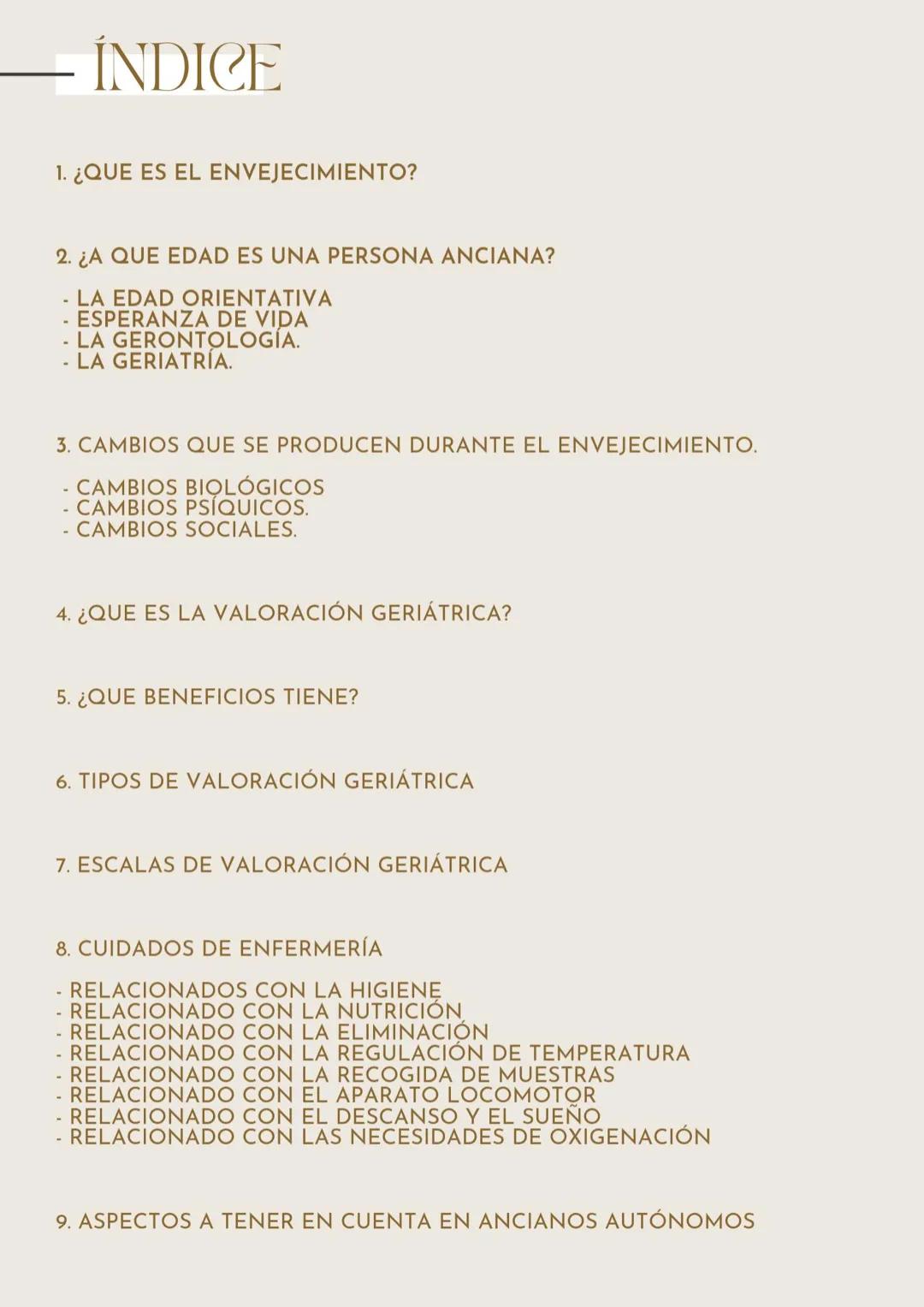 TEMA 11

EL

ANCIANO

Resumen presentación
alba guzman balaguera - ÍNDICE

1. ¿QUE ES EL ENVEJECIMIENTO?

2. ¿A QUE EDAD ES UNA PERSONA ANCI