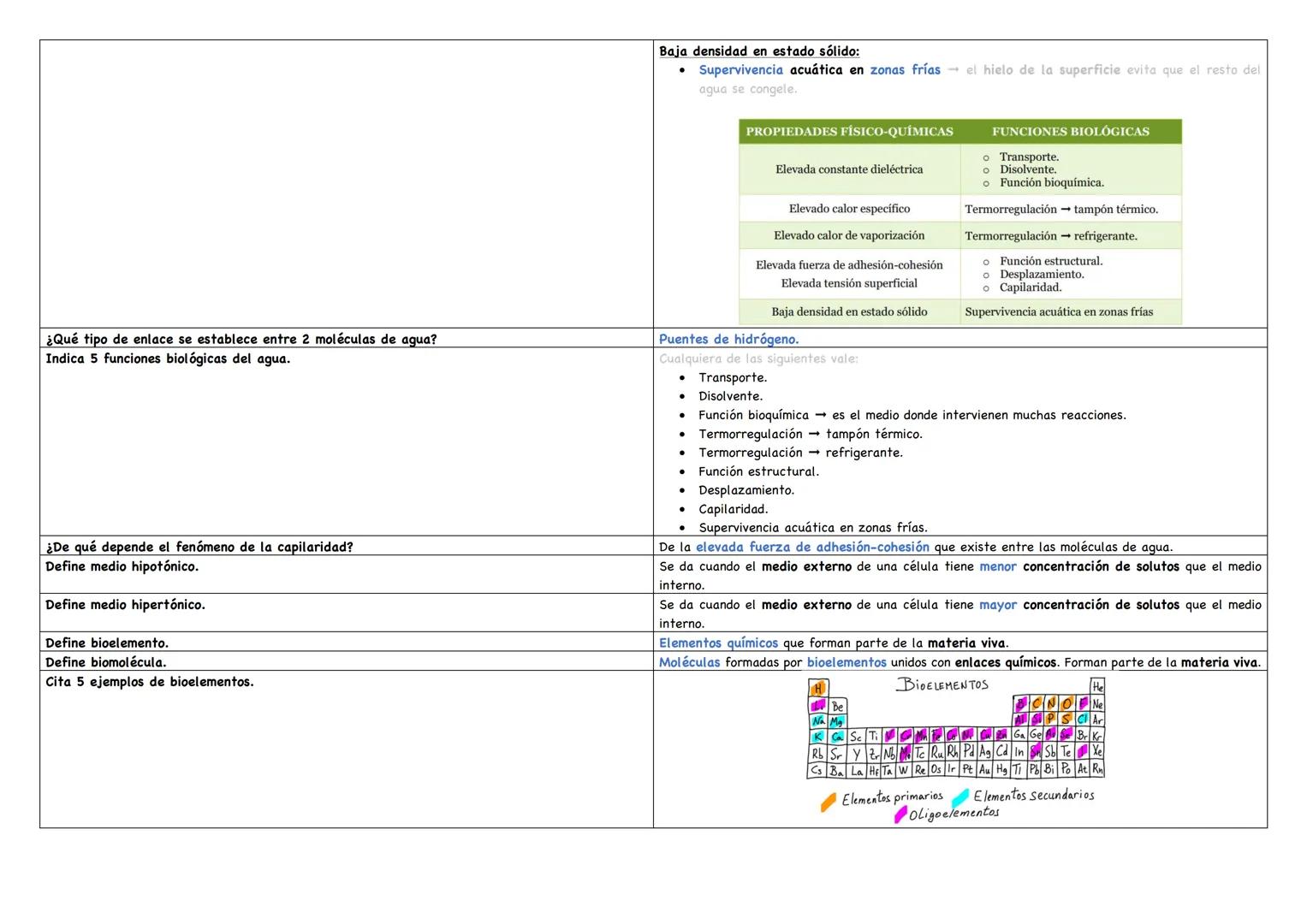 # Describe la estructura de la molécula de agua.

- Es un dipolo eléctrico $\longrightarrow$ tiene un polo + y uno -.
- Molécula formada por