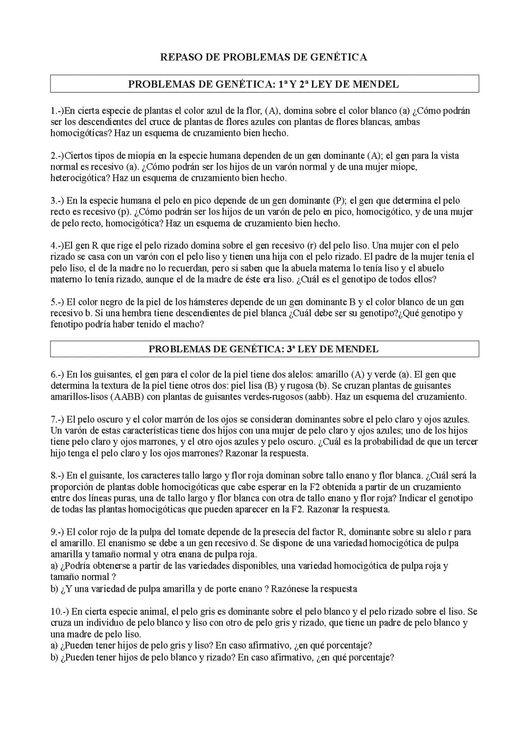 problemas de genetica