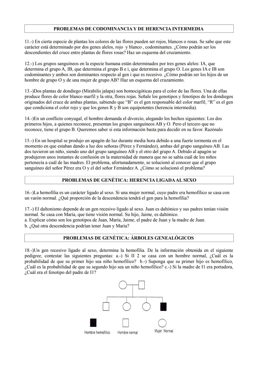 REPASO DE PROBLEMAS DE GENÉTICA
PROBLEMAS DE GENÉTICA: 1ª Y 2ª LEY DE MENDEL
1.-)En cierta especie de plantas el color azul de la flor, (A),