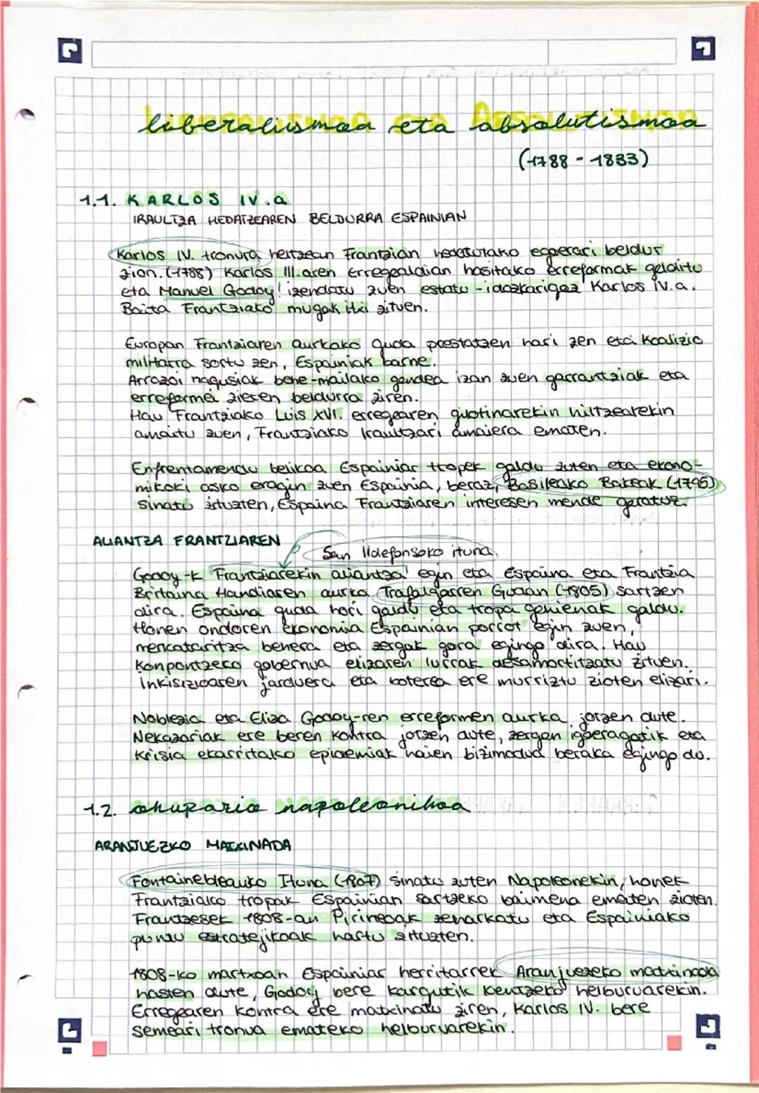 liberalismoa eta absolutismoa
(1788-1833)

1.1. KARLOS IV.a
IRAULTZA HEDATZEAREN BELDURRA ESPAINIAN

Karlos IV. tronura heltzean Frantaian h