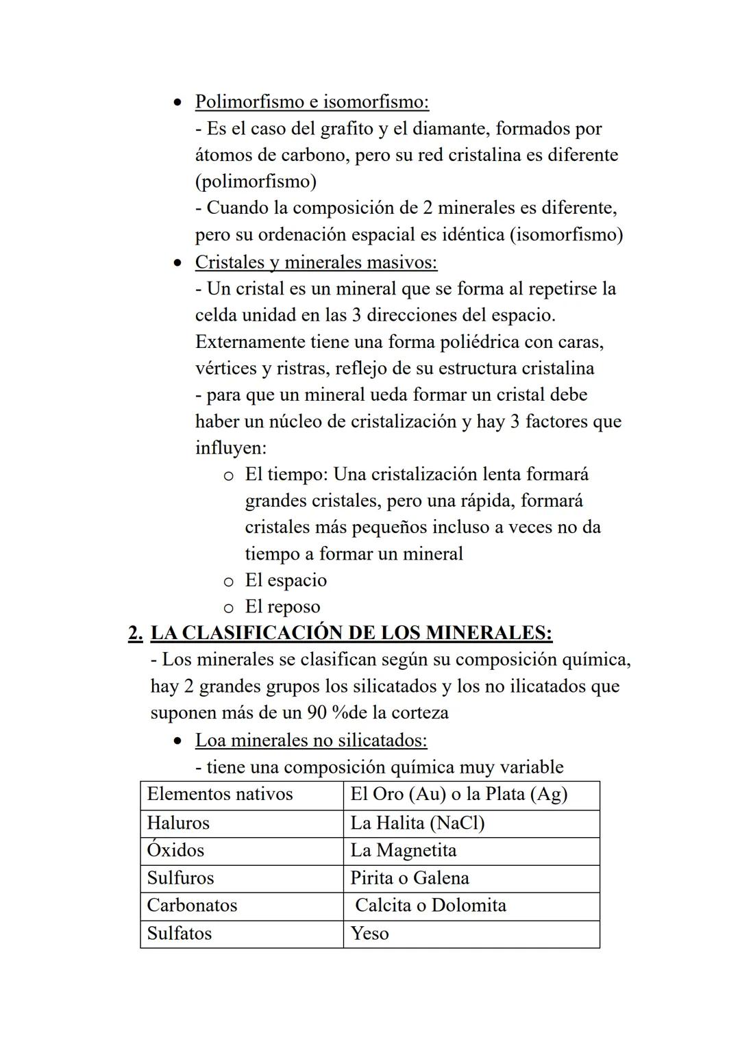 TEMA 9: LOS PROCESOS GEOLÓGICOS Y LA
FORMACIÓN DE LAS ROCAS
1. LA COMPOSICIÓN DE LA GEOSFERA:
• La composición de la geosfera: los minerales