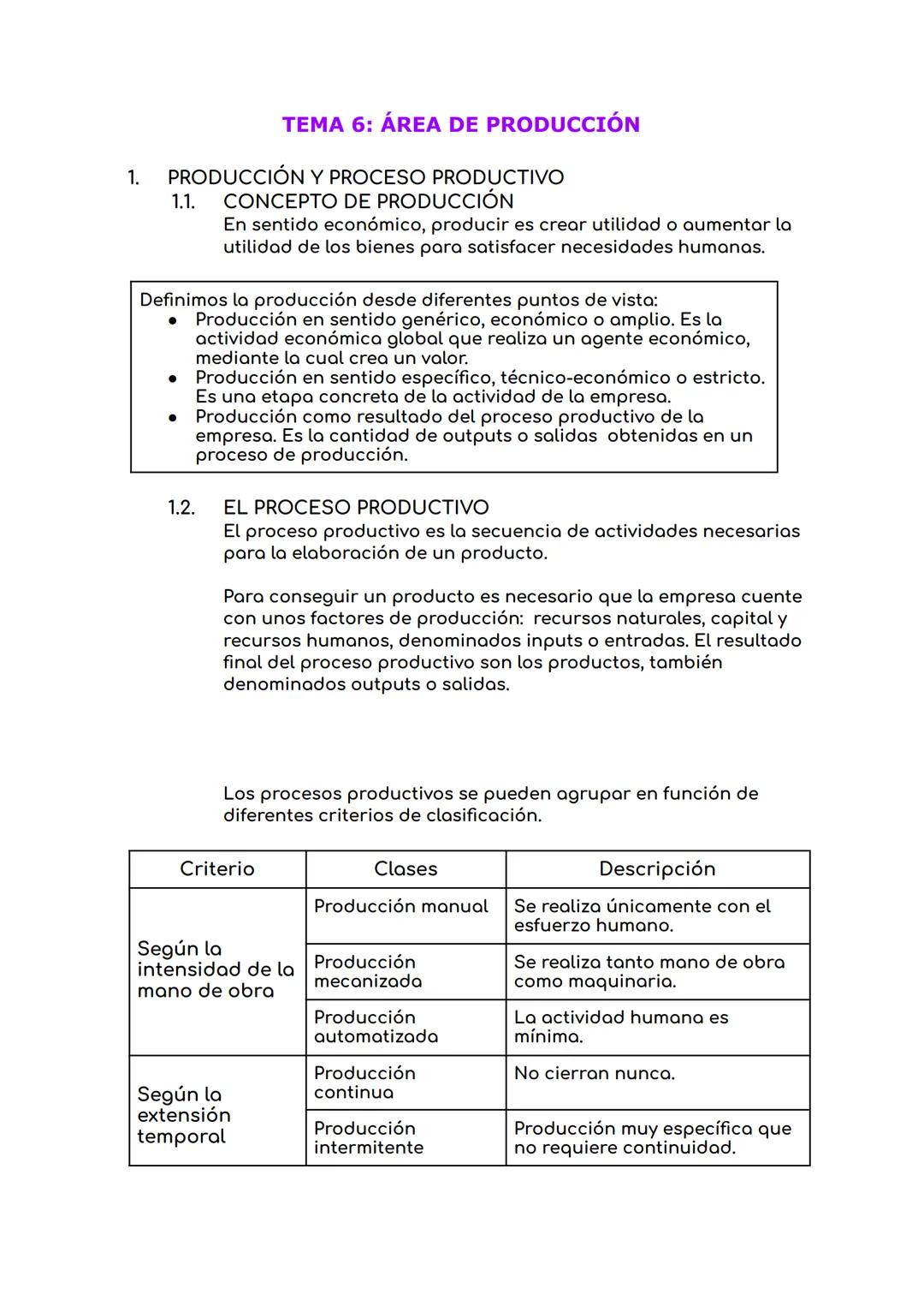 1.
PRODUCCIÓN Y PROCESO PRODUCTIVO
1.1. CONCEPTO DE PRODUCCIÓN
En sentido económico, producir es crear utilidad o aumentar la
utilidad de lo