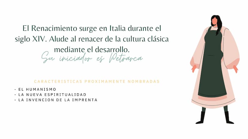 EL RENACIMIENTO
Carlota O
MARZO 2022
Souray El Renacimiento surge en Italia durante el
siglo XIV. Alude al renacer de la cultura clásica
med