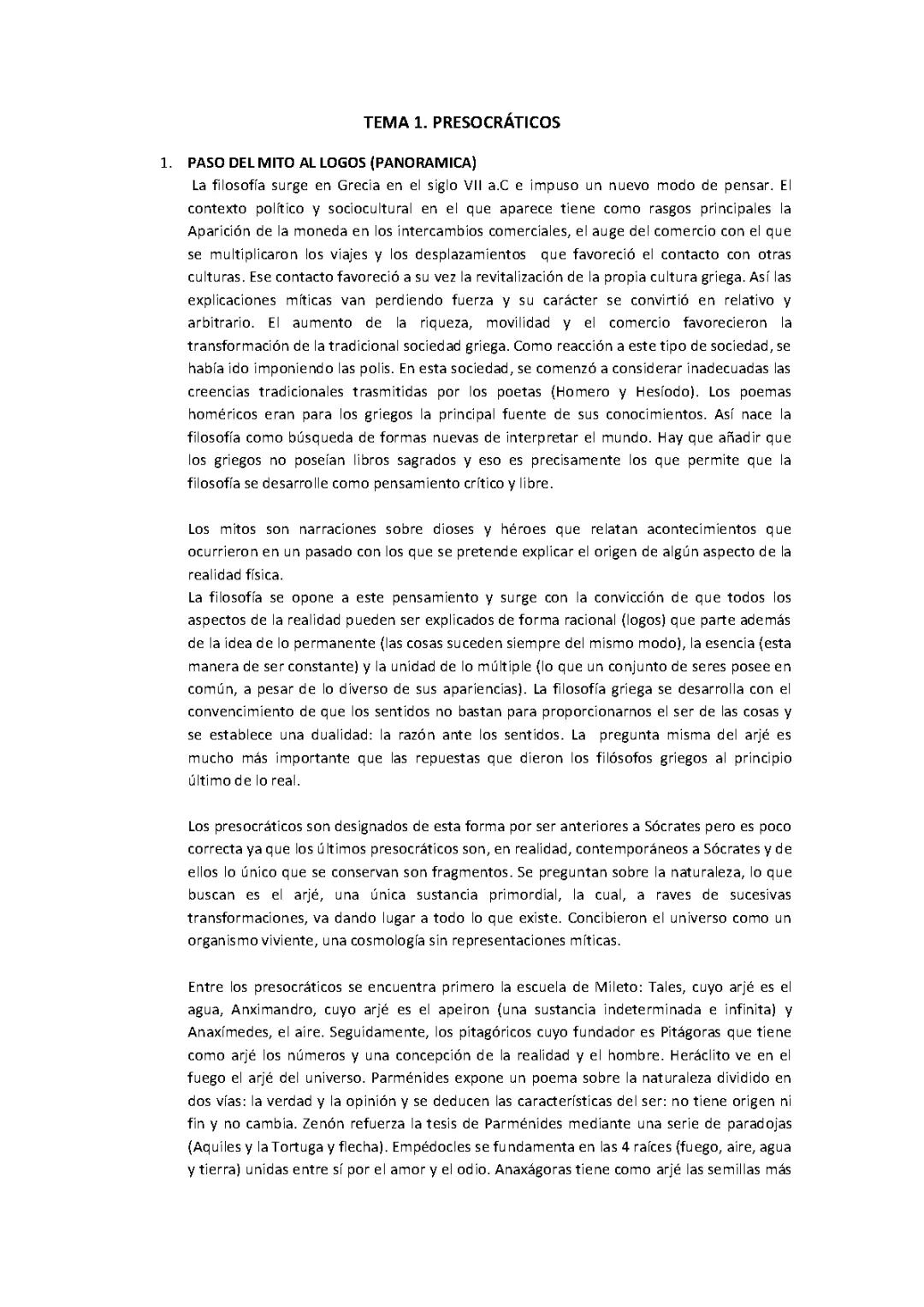 LOS PRESOCRÁTICOS