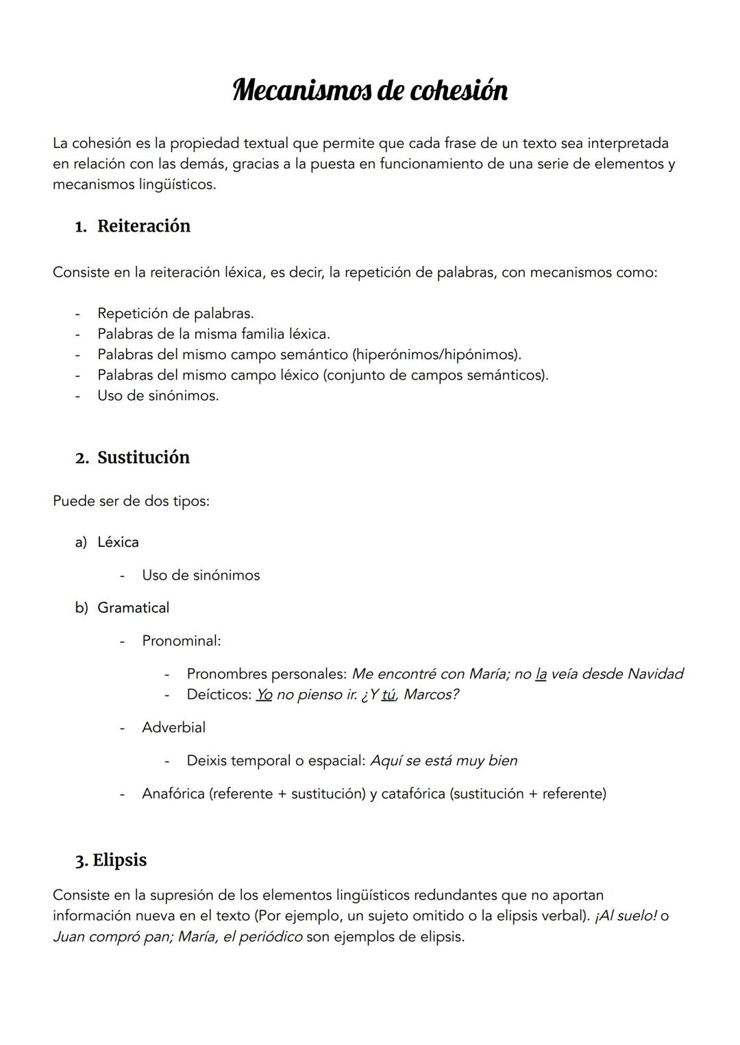 Mecanismos de cohesión
La cohesión es la propiedad textual que permite que cada frase de un texto sea interpretada
en relación con las demás