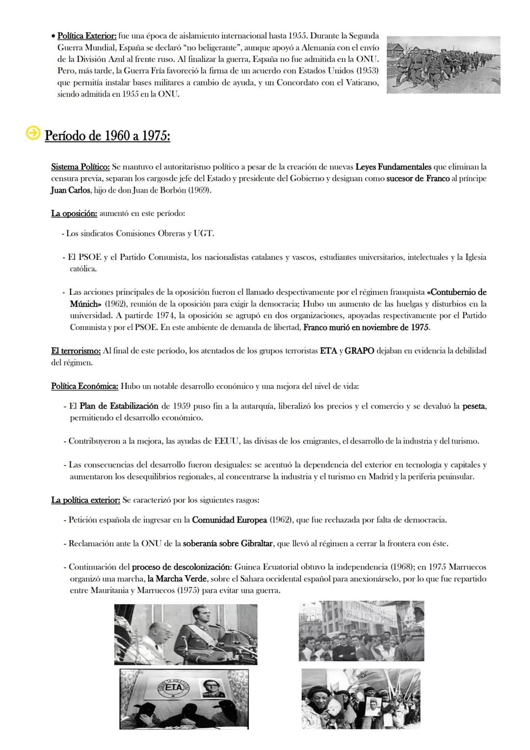 ●
EL FRANQUISMO
TRAS LA GUERRA CIVIL (1939), FRANCO IMPUSO EN ESPAÑA UNA
DICTADURA QUE SE MANTUVO HASTA SU MUERTE EN 1975.
Fundamentos Ideol