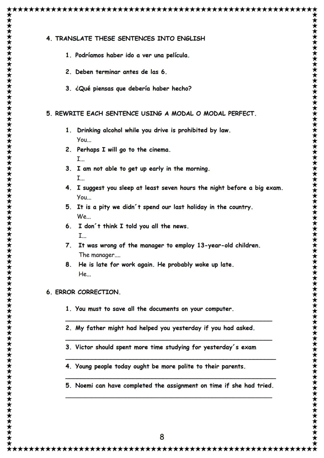 --- OCR Start ---
MODAL VERBS
1º Y 2º BACHILLERATO
THEORY
Un verbo modal es aquel que se usa en combinación con un verbo
principal para expr