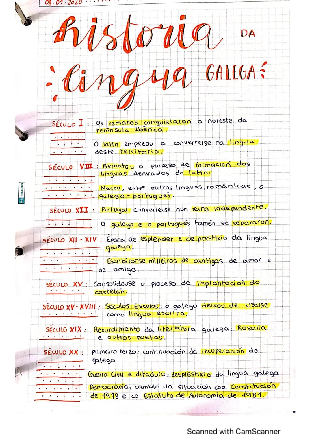 MS MIQUELRIUS
08.01.2020
historia
· lingua
49 GALEGA
?
Os romanos conquistaron o noreste da
Peninsula Ibérica.
SÉCULO I :
DA
O latin empezou