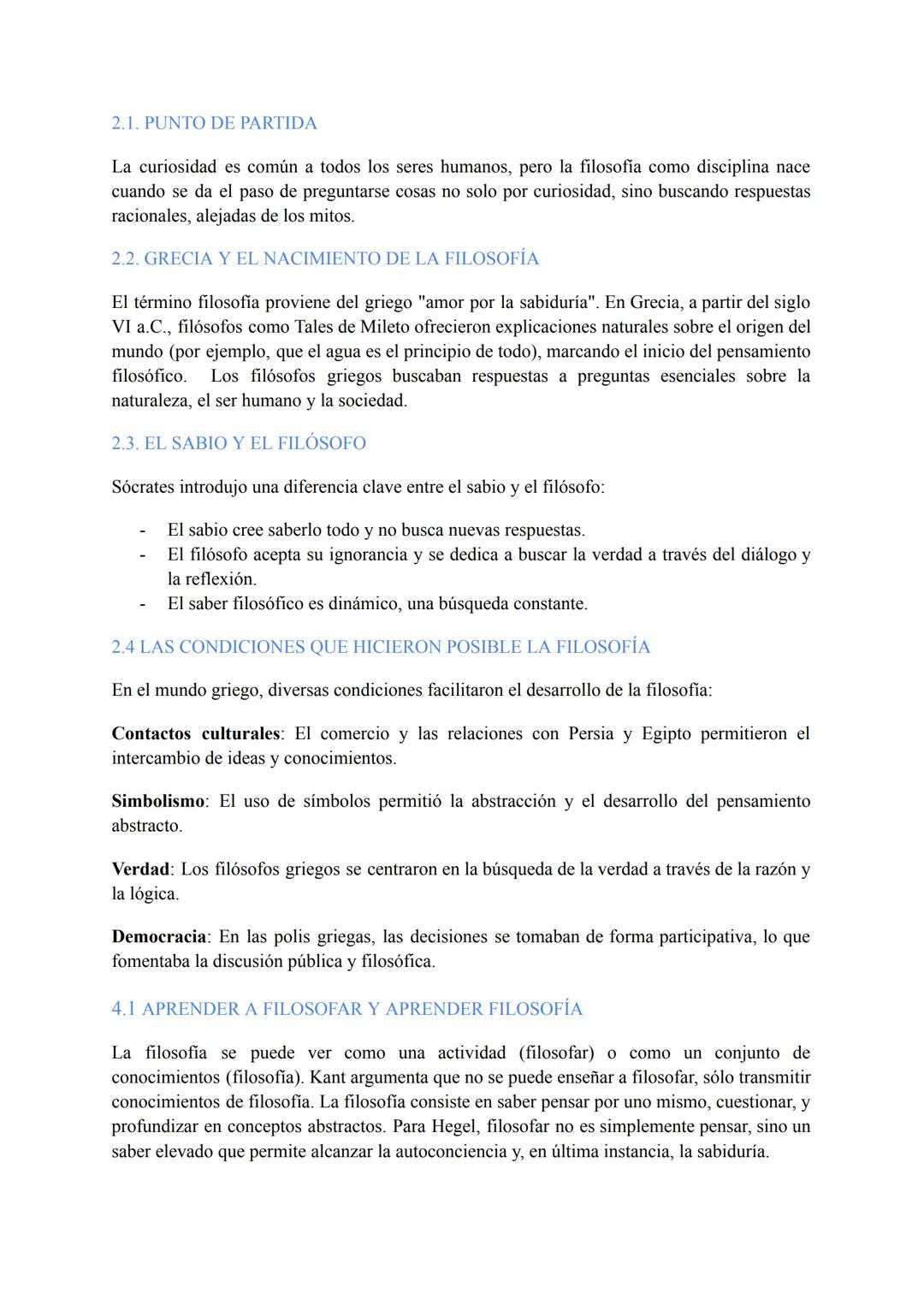 # TEMA 1: EL SABER FILOSÓFICO

1.1. PUNTO DE PARTIDO
La filosofia nace de la capacidad humana de asombrarse y reflexionar sobre lo que nos r