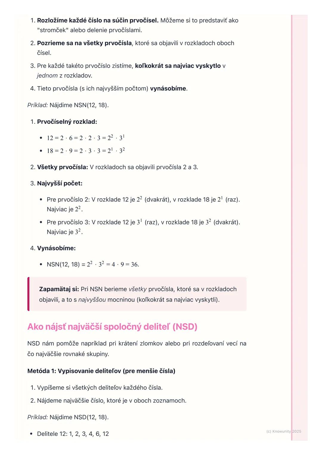 # Najmenší spoločný násobok a
# Najväčší spoločný deliteľ

1. Úvod do najmenšieho spoločného
násobku a najväčšieho spoločného
deliteľa

Ahoj