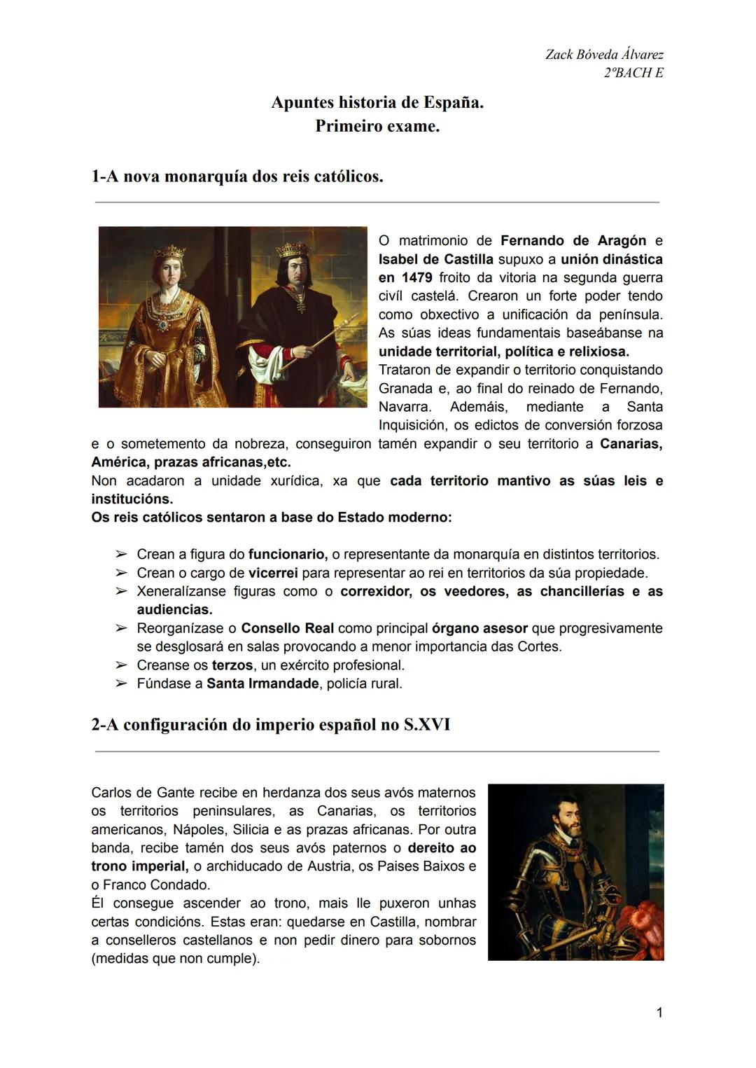 Apuntes historia de España.
Primeiro exame.
1-A nova monarquía dos reis católicos.

Zack Bóveda Álvarez
2°BACH E

O matrimonio de Fernando d
