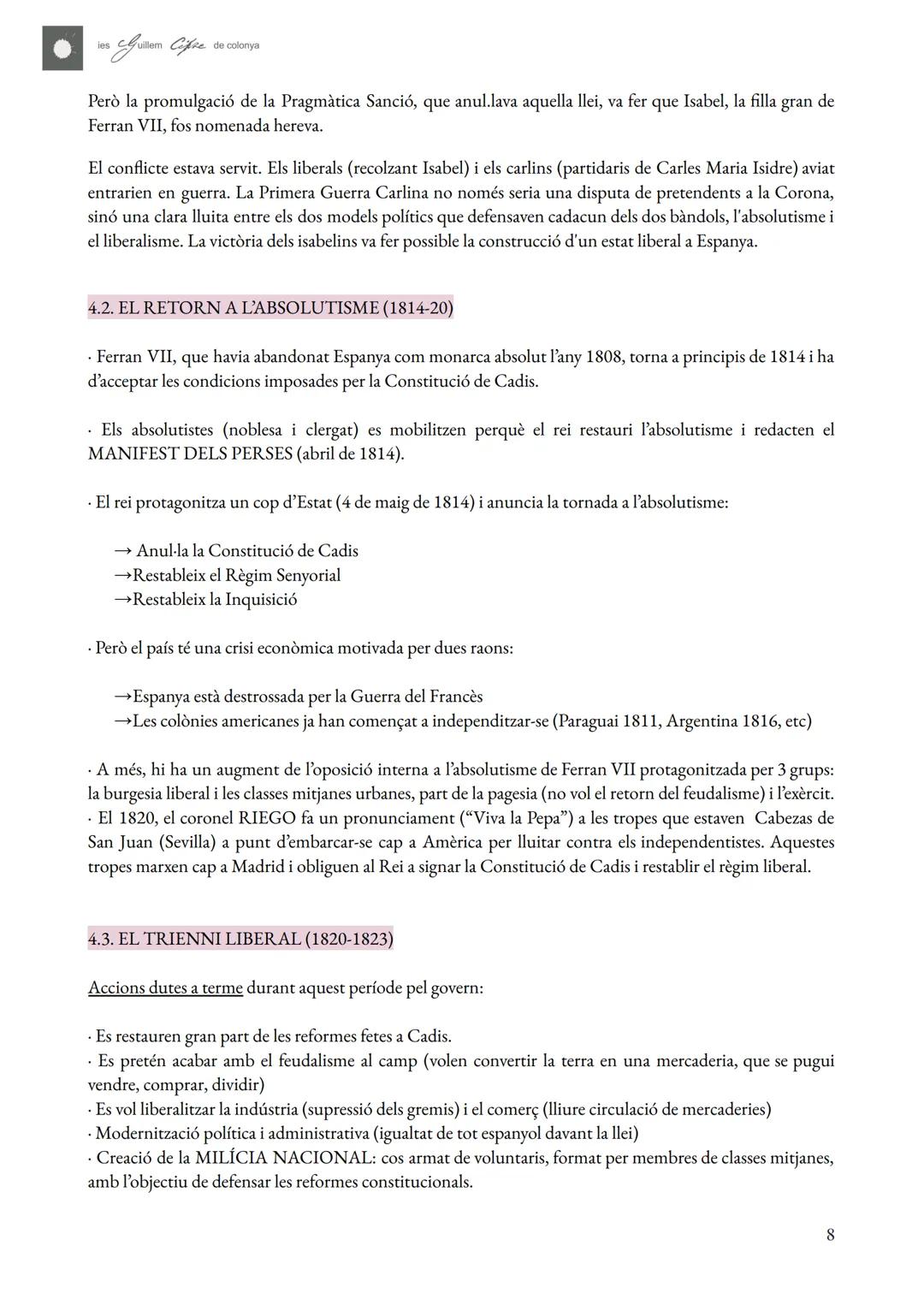 APUNTS SEGON DE BATXILLERAT
HISTÒRIA D'ESPANYA
CURS 24-25
AUTORIA: Amelie Luisa Bradburn.
NIVELL ACADÈMIC: 2n de batxillerat, B.
TUTORIA: Al