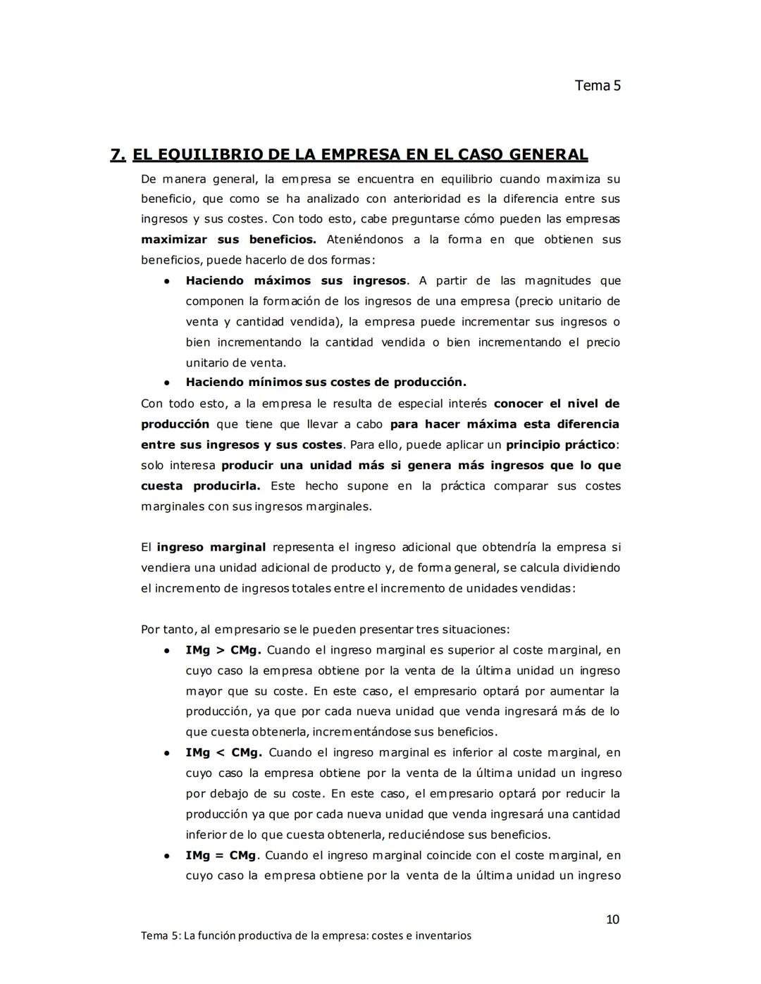 Tema 5
TEMA 5: LA FUNCIÓN PRODUCTIVA DE LA
EMPRESA: Costes e inventarios
1. EL ÁREA DE PRODUCCIÓN DE LA EMPRESA
Producir consiste en increme