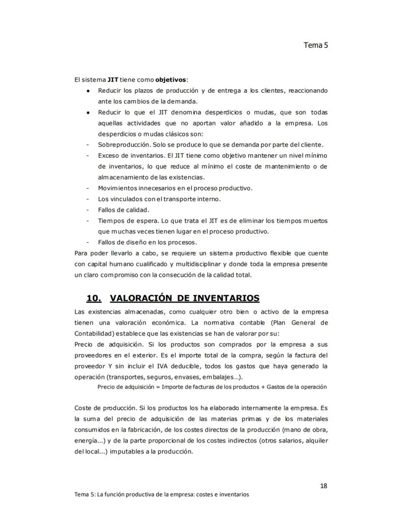 Tema 5
TEMA 5: LA FUNCIÓN PRODUCTIVA DE LA
EMPRESA: Costes e inventarios
1. EL ÁREA DE PRODUCCIÓN DE LA EMPRESA
Producir consiste en increme