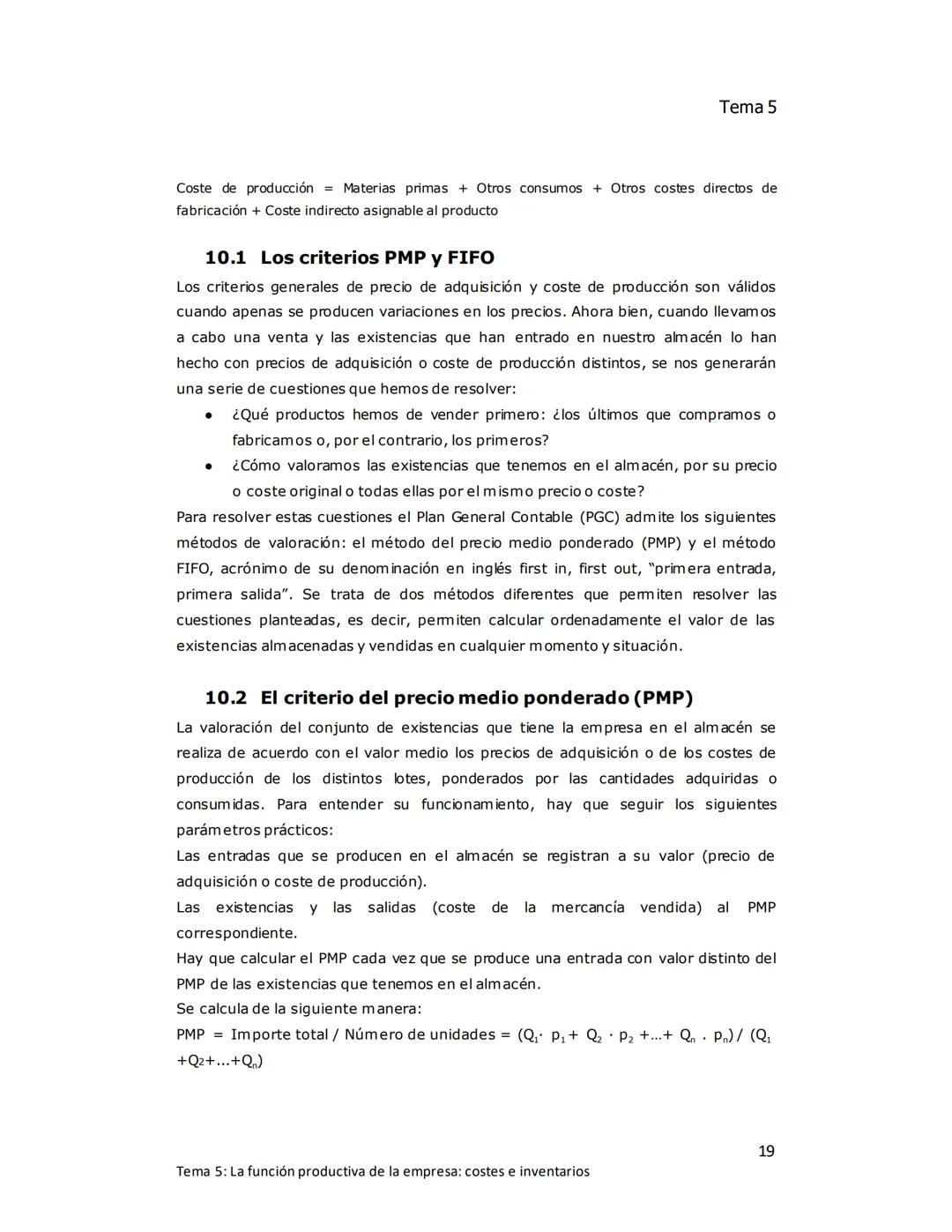 Tema 5
TEMA 5: LA FUNCIÓN PRODUCTIVA DE LA
EMPRESA: Costes e inventarios
1. EL ÁREA DE PRODUCCIÓN DE LA EMPRESA
Producir consiste en increme