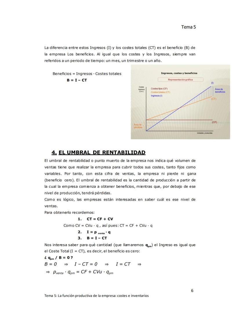 Tema 5
TEMA 5: LA FUNCIÓN PRODUCTIVA DE LA
EMPRESA: Costes e inventarios
1. EL ÁREA DE PRODUCCIÓN DE LA EMPRESA
Producir consiste en increme