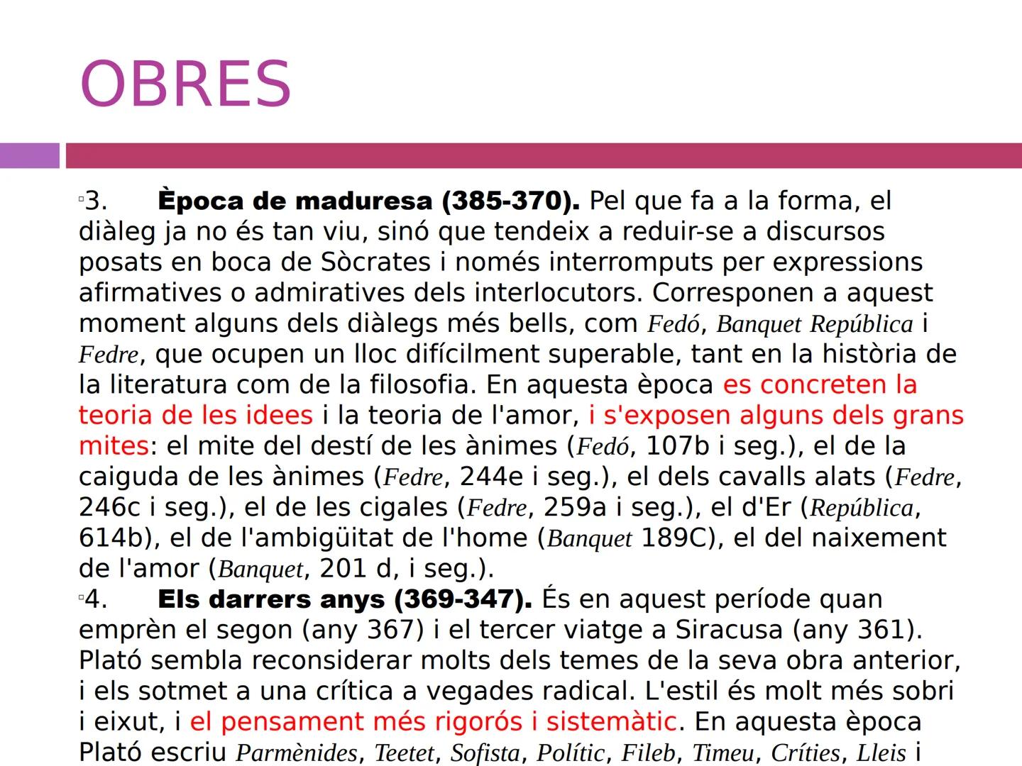 # TEMA 3: PLATÓ # ÍNDEX

- BIOGRAFIA I OBRES
- CONTEXT HISTÒRIC, SOCIAL I CULTURAL
- TEORIA DE LES IDEES
- COSMOGONIA
- TEORIA DEL CONEIXEME