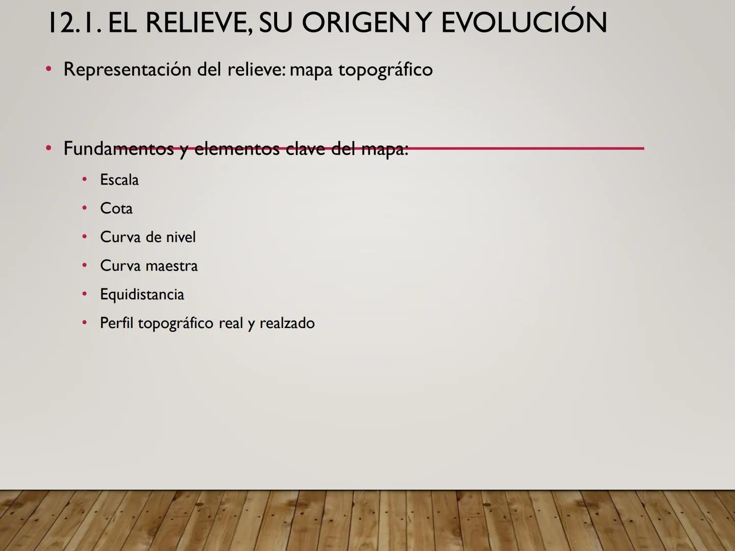 TEMA N° 12. EL RELIEVE TERRESTRE
El relieve es el conjunto de accidentes de la superficie terrestre: montañas,
cerros, valles, cañones, sima