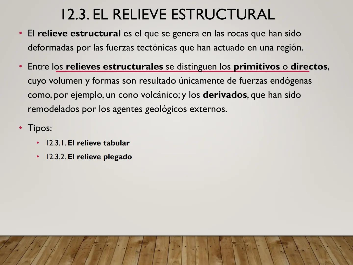 TEMA N° 12. EL RELIEVE TERRESTRE
El relieve es el conjunto de accidentes de la superficie terrestre: montañas,
cerros, valles, cañones, sima