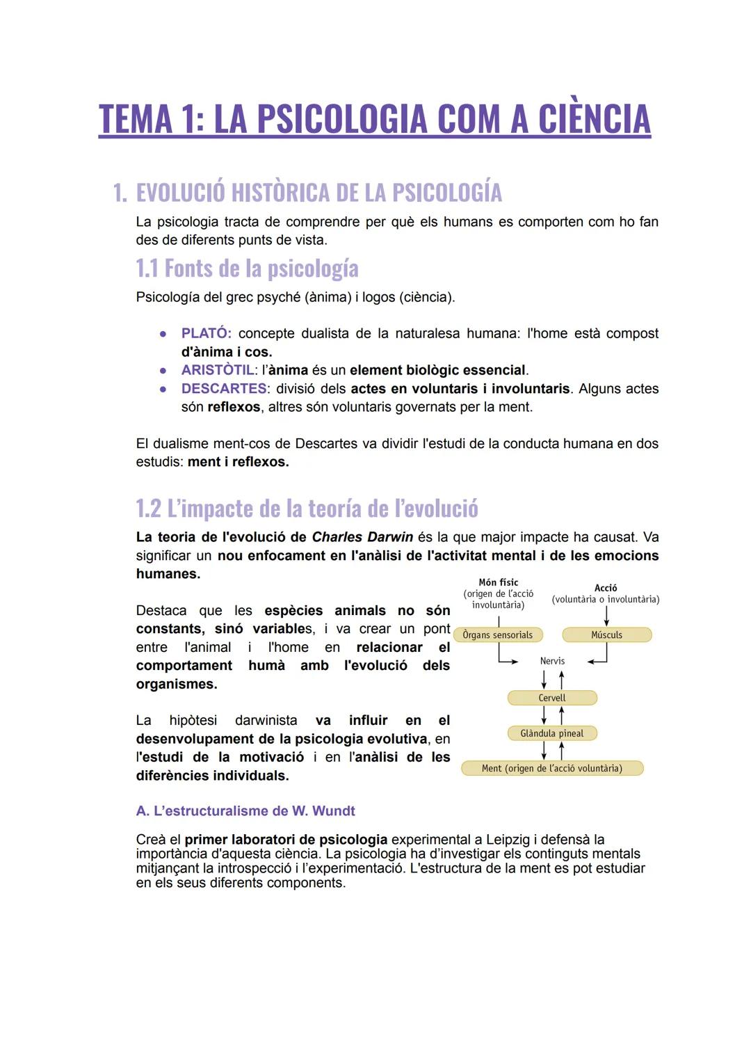 # TEMA 1: LA PSICOLOGIA COM A CIÈNCIA

1. EVOLUCIÓ HISTÒRICA DE LA PSICOLOGÍA

La psicologia tracta de comprendre per què els humans es comp