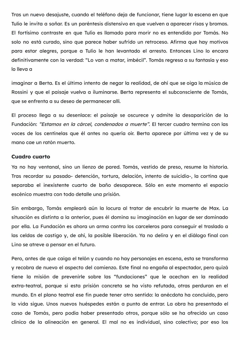 RESUMEN DE LA FUNDACIÓN | SELECTIVIDAD
La Fundación fue la última obra de Buero Vallejo estrenada en 1974, durante el régimen de
Franco. En 