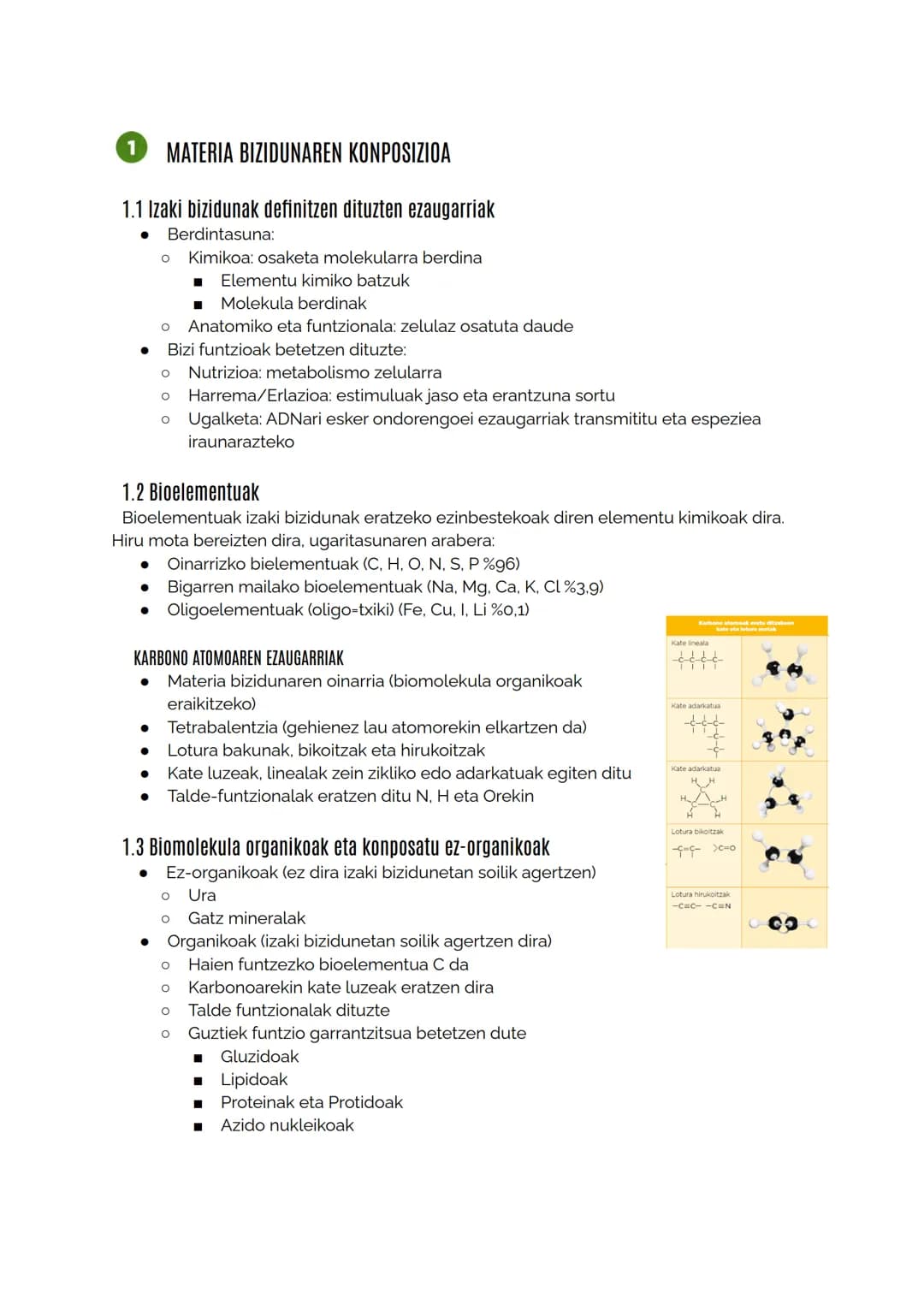 MATERIA BIZIDUNAREN KONPOSIZIOA
1.1 Izaki bizidunak definitzen dituzten ezaugarriak
Berdintasuna:
O Kimikoa: osaketa molekularra berdina
■ E