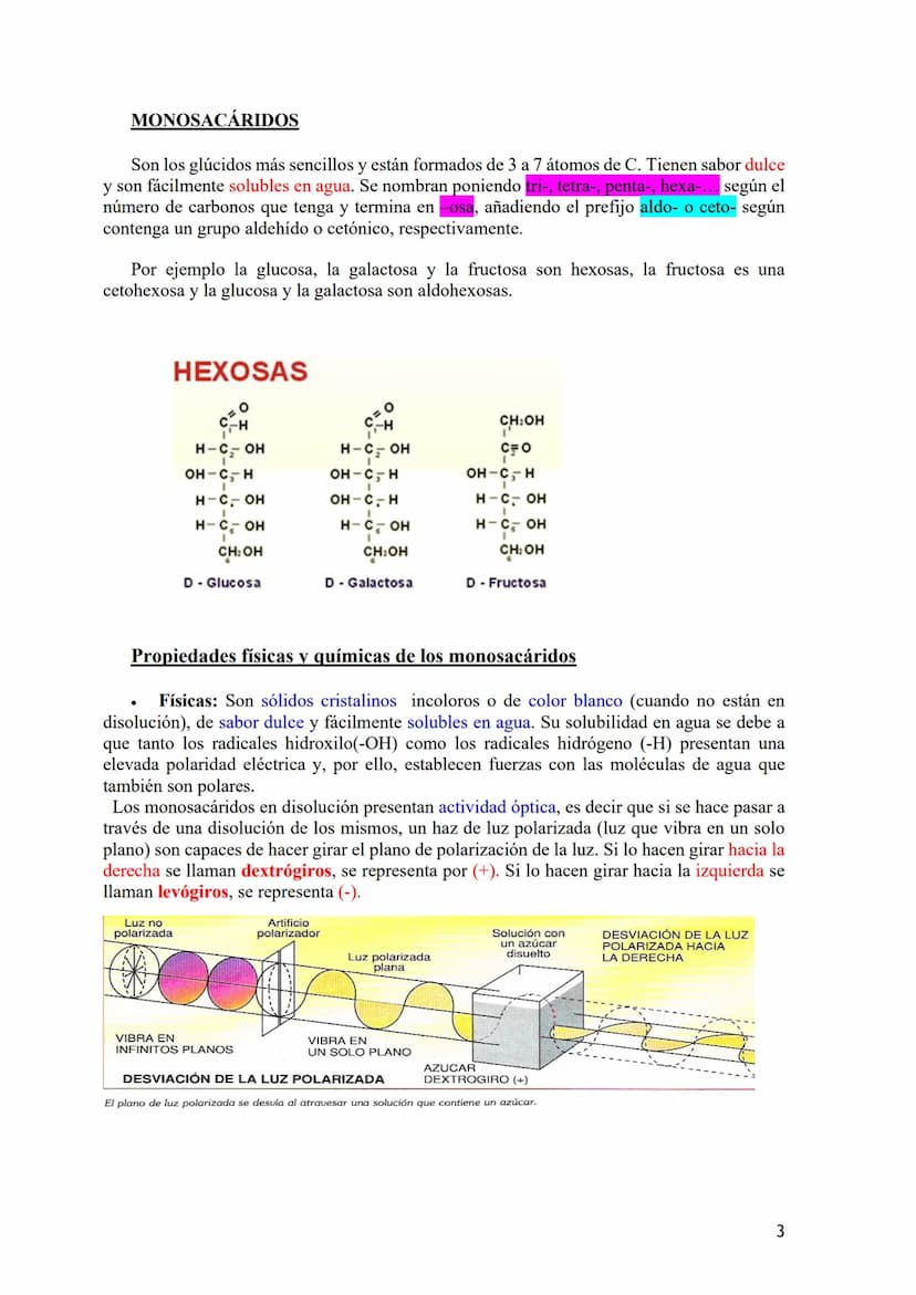 TEMA 2.- GLÚCIDOS
1. Composición química general y nomenclatura. Funciones generales (energética y
estructural) y clasificación (monosacárid