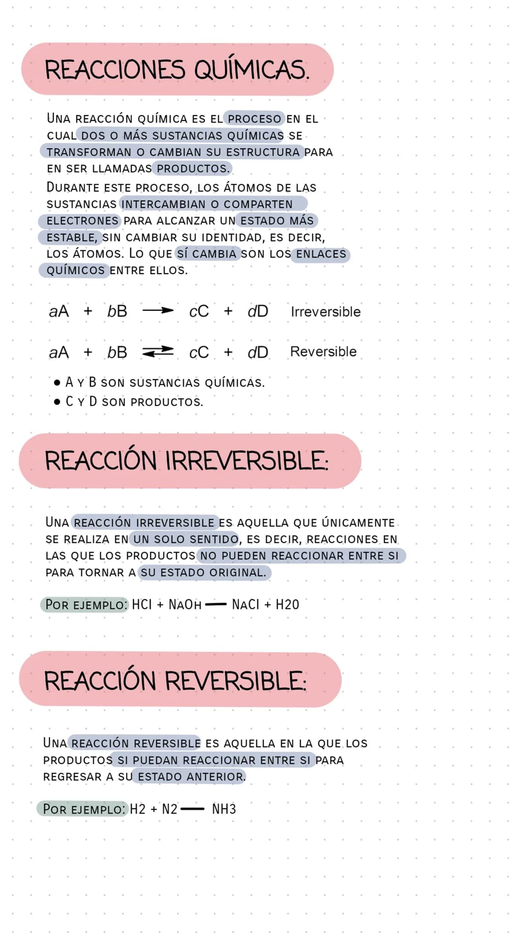 
<p>Una reacción química es el proceso en el cual dos o más sustancias químicas se transforman o cambian su estructura para en ser llamadas 