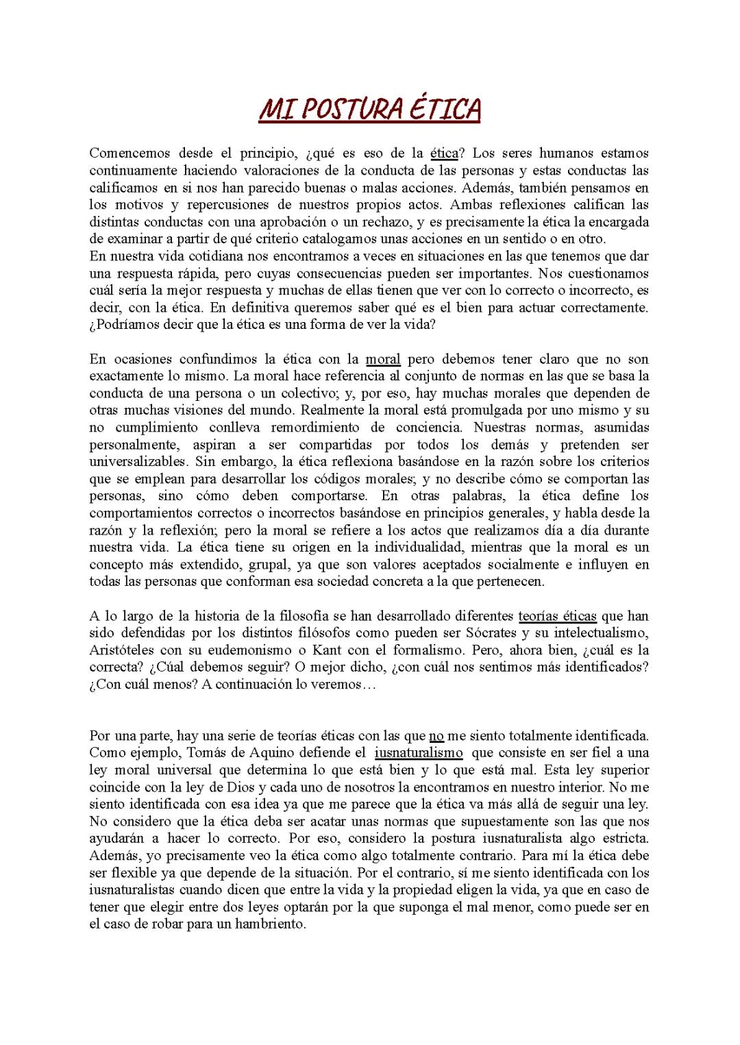 FILOSOFÍA - DISERTACIÓN ACERCA DE LA ÉTICA Y LA MORAL