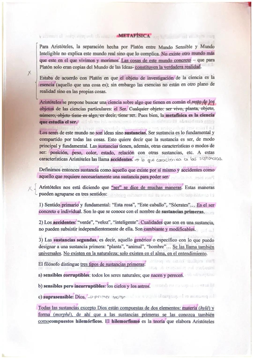 # METAFÍSICA

Para Aristóteles, la separación hecha por Platón entre Mundo Sensible y Mundo
Inteligible no explica este mundo real sino que 